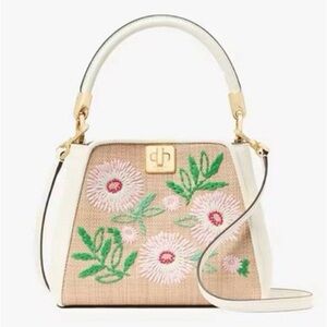 Kate Spade Phoebe Top Handle Bag - Small Festival Straw Floral EUC LIKE NEW